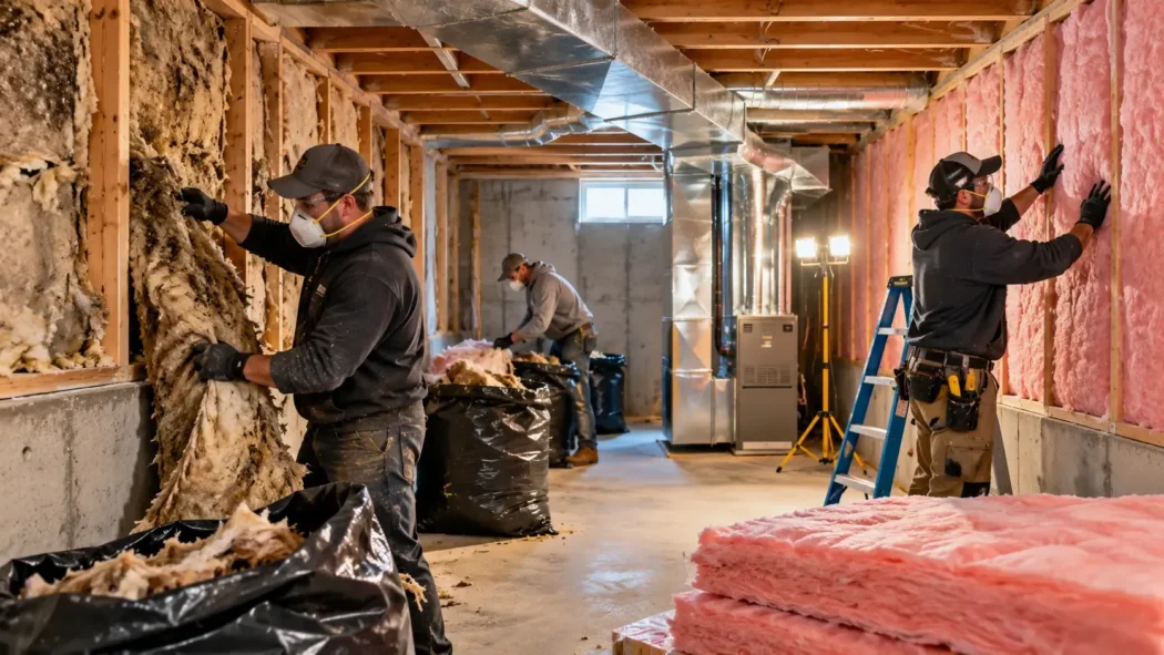 Westtoeast Insulation team renewing insulation in an Edmonton home