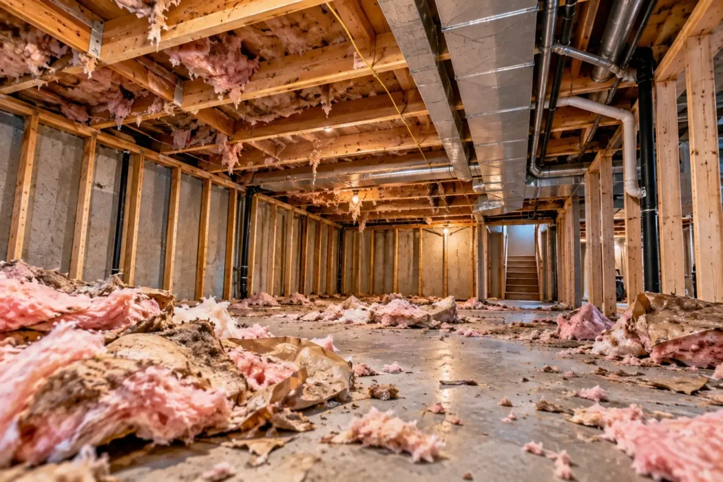 ed Deer attic comparison showing worn insulation and the new replacement